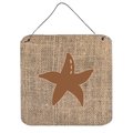 Micasa Starfish Burlap And Brown Aluminium Metal Wall Or Door Hanging Prints 6 x 6 In. MI234559